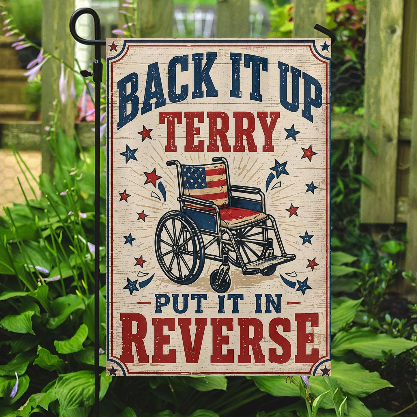 July 4th USA Garden Flag & House Flag, Back It Up Terry Outdoor Decor, Independence Day Yard Flag Gift For American Patriot