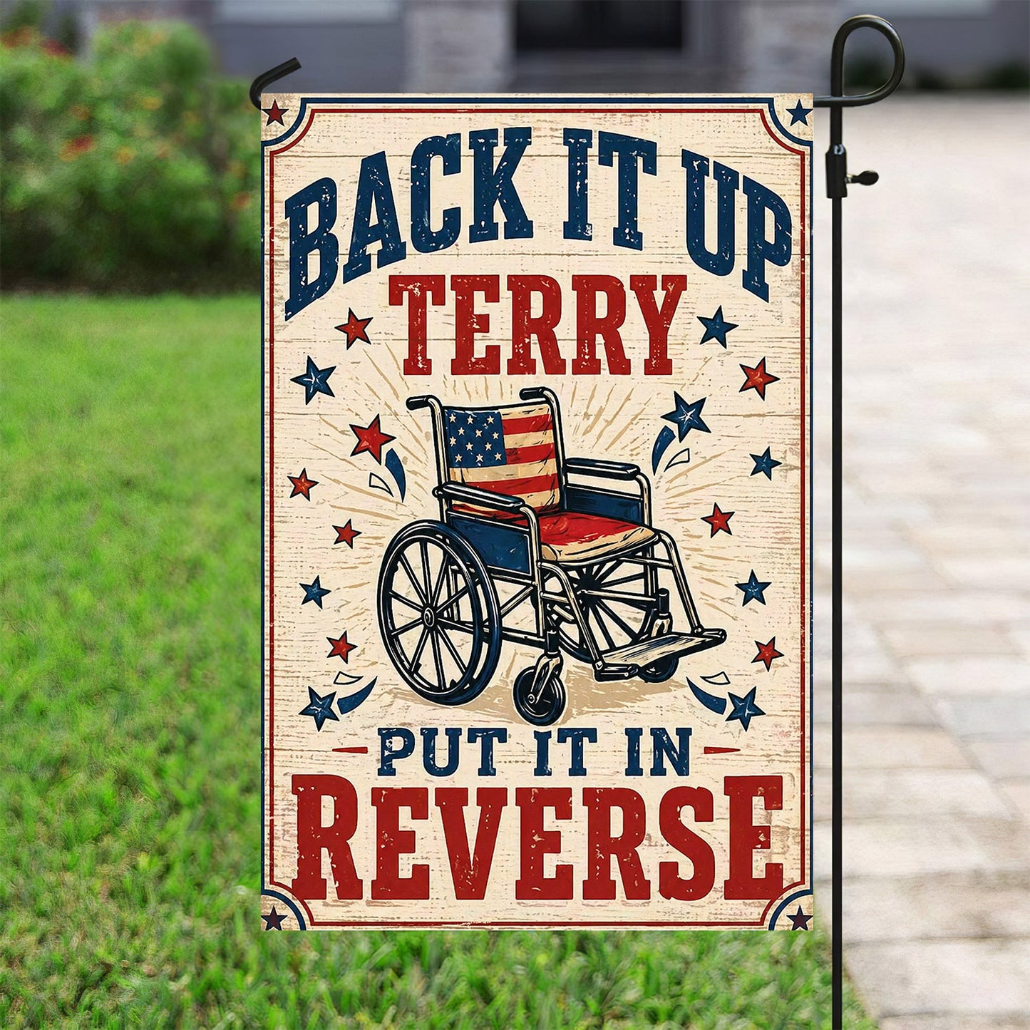 July 4th USA Garden Flag & House Flag, Back It Up Terry Outdoor Decor, Independence Day Yard Flag Gift For American Patriot