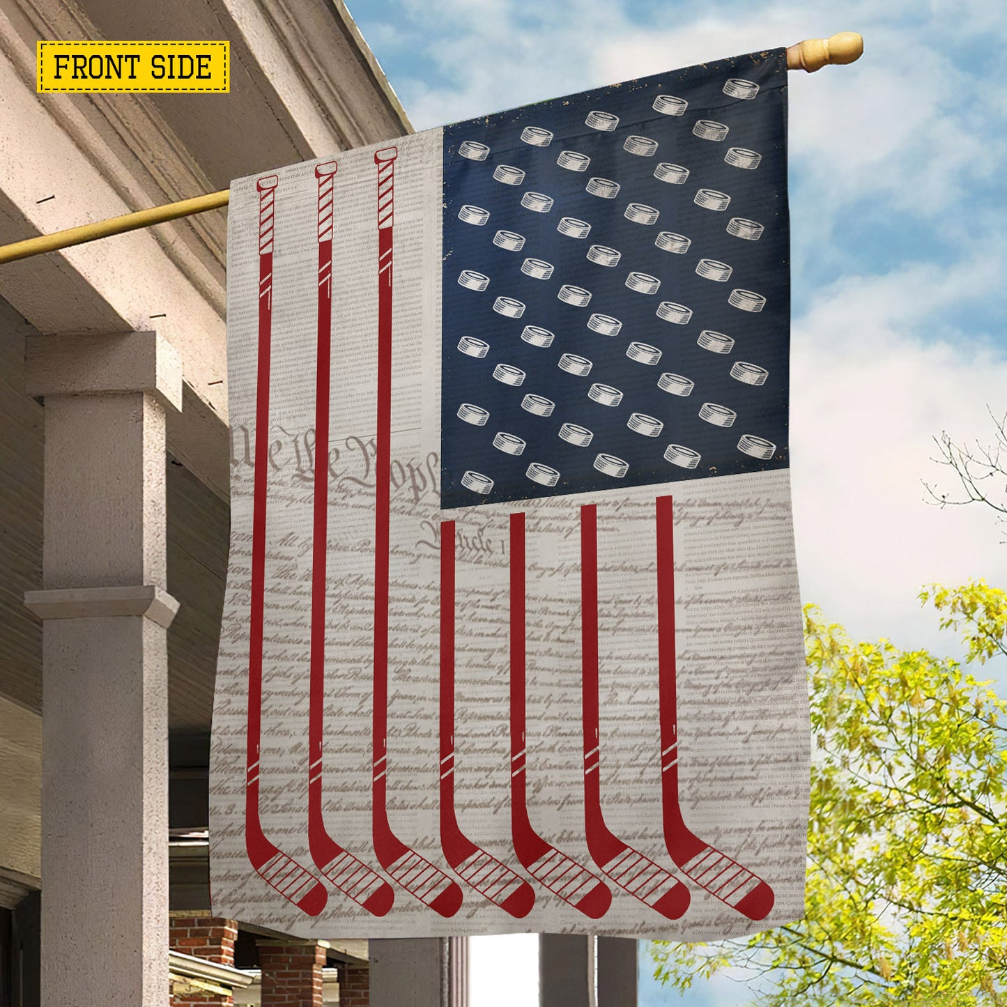 July 4th Hockey USA Garden Flag & House Flag, Stars, Stripes And Slapshots Outdoor Decor, Independence Day Yard Flag Gift For Hockey Lover