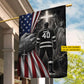 Personalized July 4th Hockey Man USA Garden Flag & House Flag, Faith, Freedom & Hockey Outdoor Decor, Independence Day Yard Flag Gift For Hockey Lover