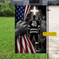 Personalized July 4th Hockey Man USA Garden Flag & House Flag, Faith, Freedom & Hockey Outdoor Decor, Independence Day Yard Flag Gift For Hockey Lover
