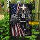 Personalized July 4th Hockey Man USA Garden Flag & House Flag, Faith, Freedom & Hockey Outdoor Decor, Independence Day Yard Flag Gift For Hockey Lover