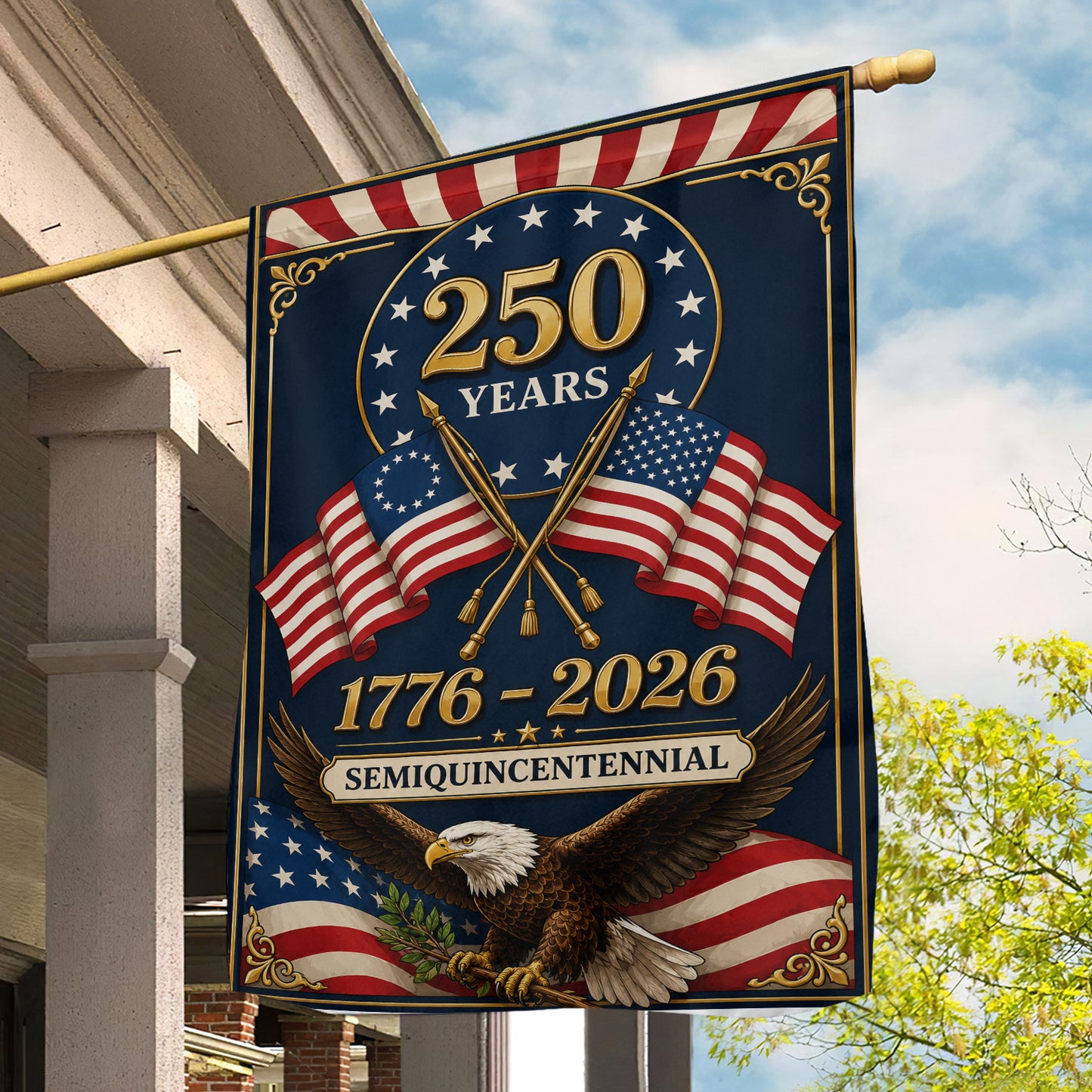 July 4th 250 Anniversary USA Garden Flag & House Flag, 250 Years 1776 - 2026 Semiquincentennial Outdoor Decor, Independence Day Yard Flag Gift For American Patriot