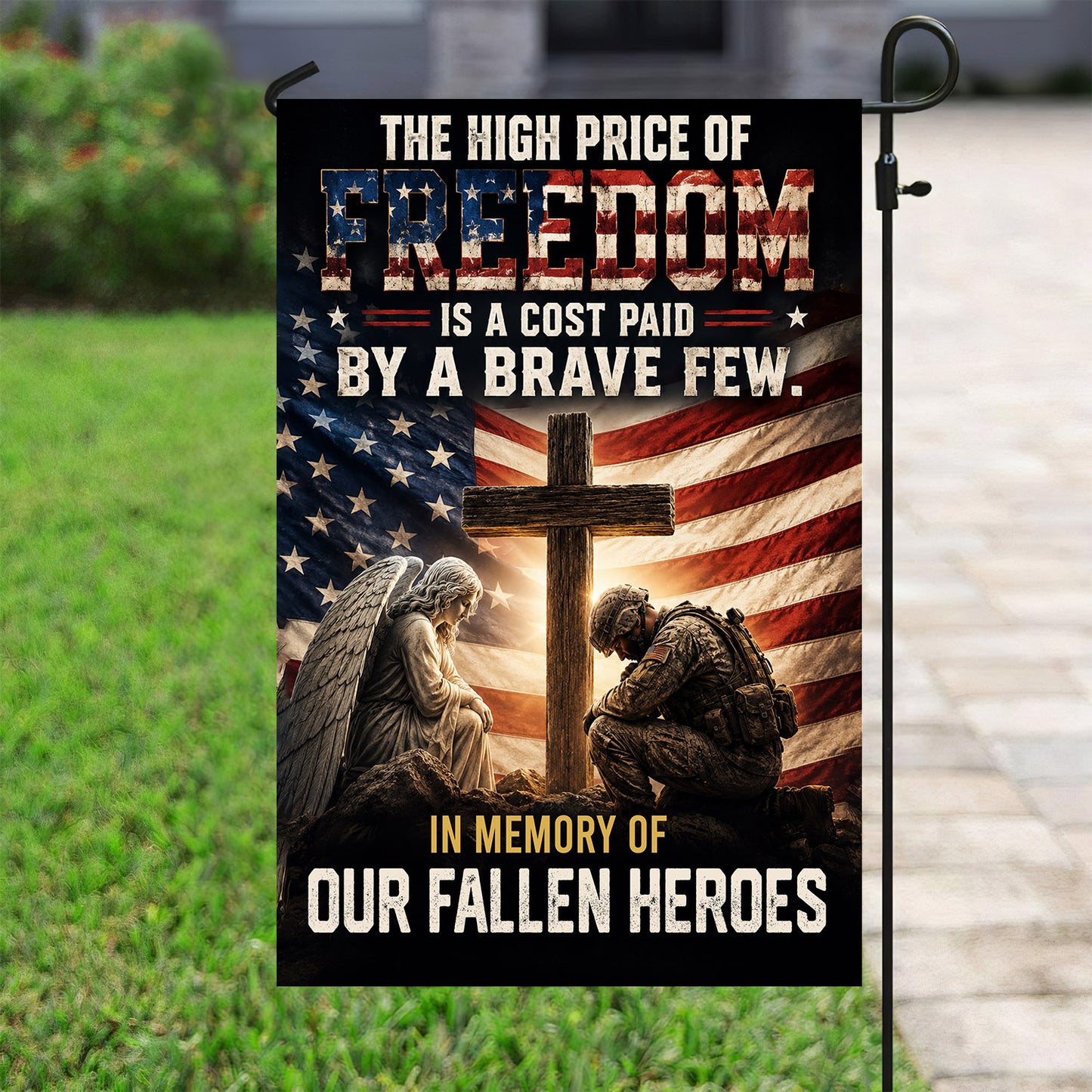 July 4th God Garden Flag & House Flag, The High Price Of Freedom Outdoor Decor, Independence Day Yard Flag Gift For Christian