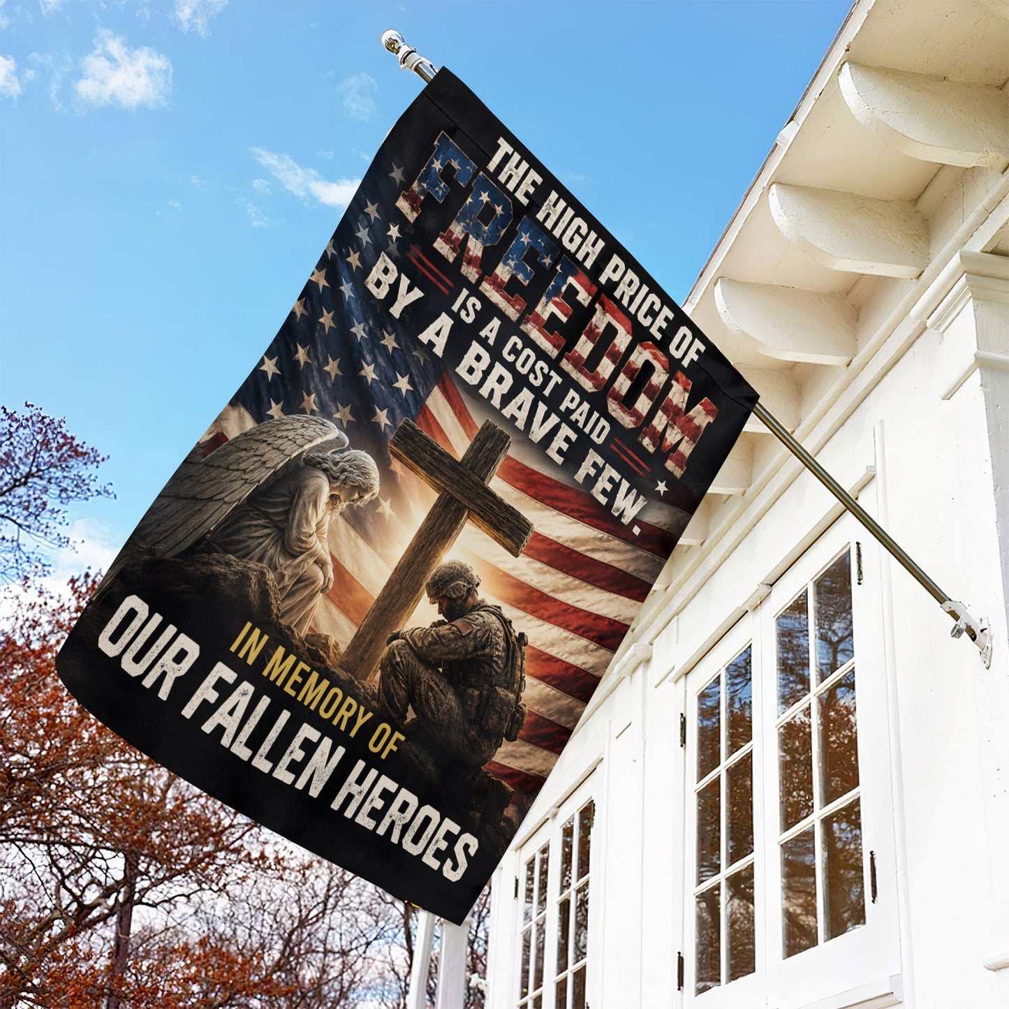 July 4th God Garden Flag & House Flag, The High Price Of Freedom Outdoor Decor, Independence Day Yard Flag Gift For Christian