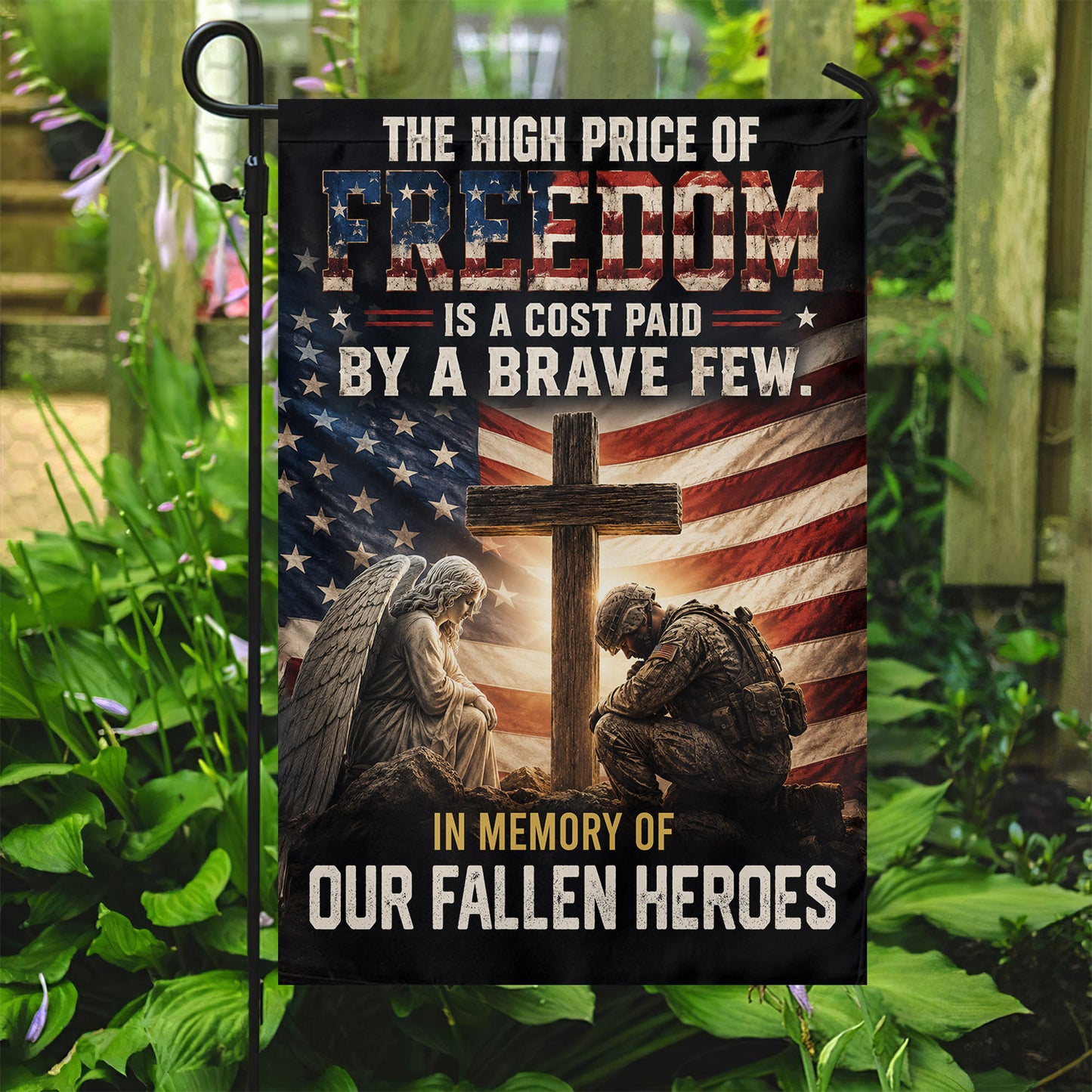 July 4th God Garden Flag & House Flag, The High Price Of Freedom Outdoor Decor, Independence Day Yard Flag Gift For Christian