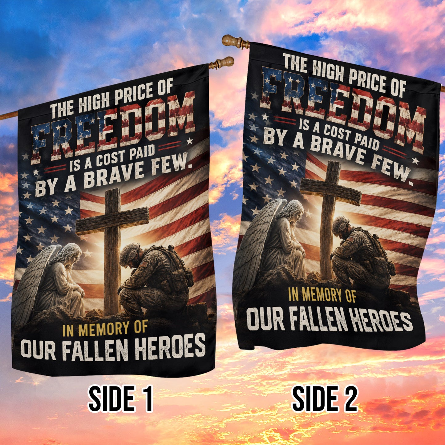 July 4th God Garden Flag & House Flag, The High Price Of Freedom Outdoor Decor, Independence Day Yard Flag Gift For Christian
