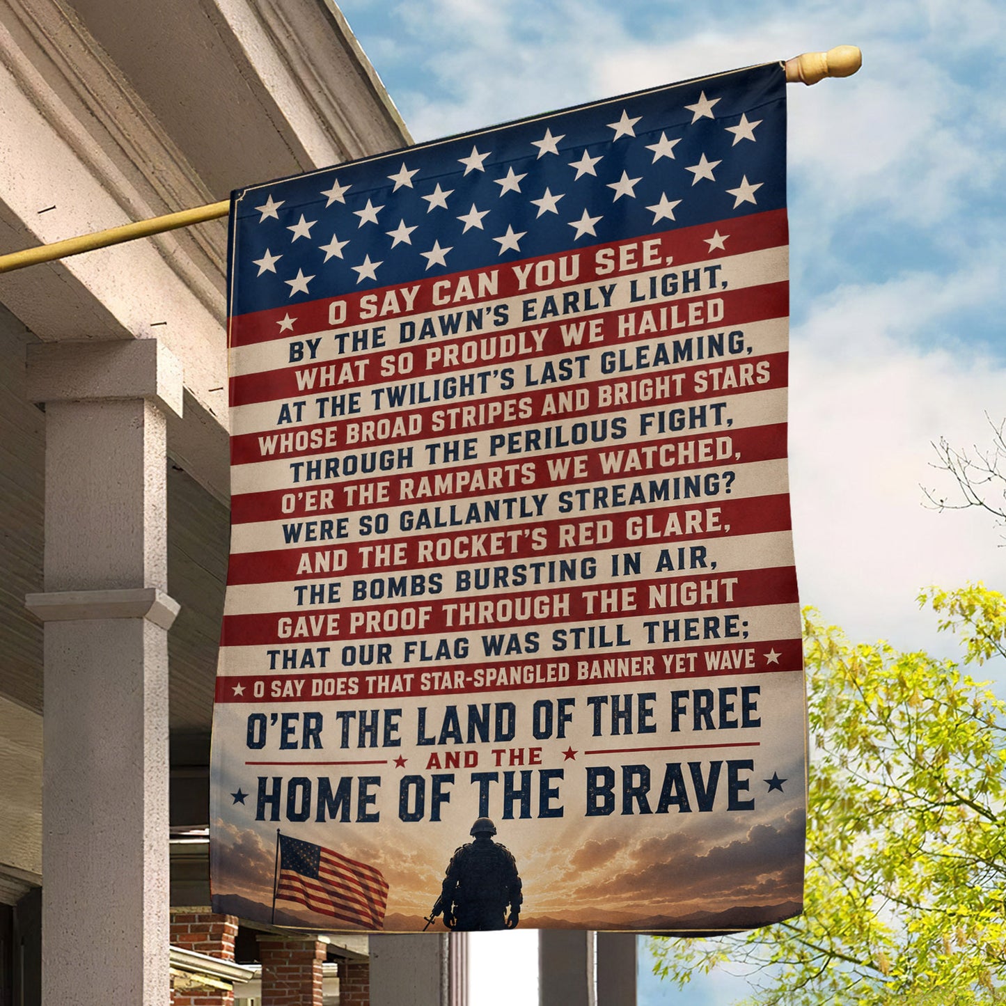 July 4th USA Garden Flag & House Flag, Home Of The Brave Outdoor Decor, Independence Day Yard Flag Gift For American Patriot