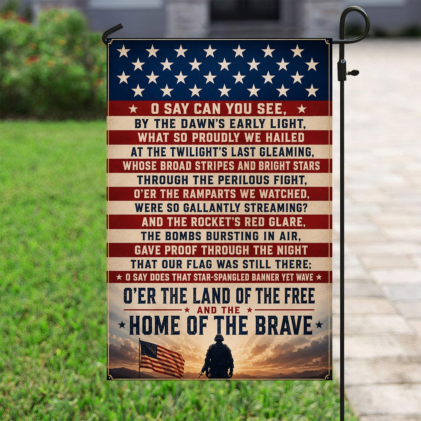 July 4th USA Garden Flag & House Flag, Home Of The Brave Outdoor Decor, Independence Day Yard Flag Gift For American Patriot
