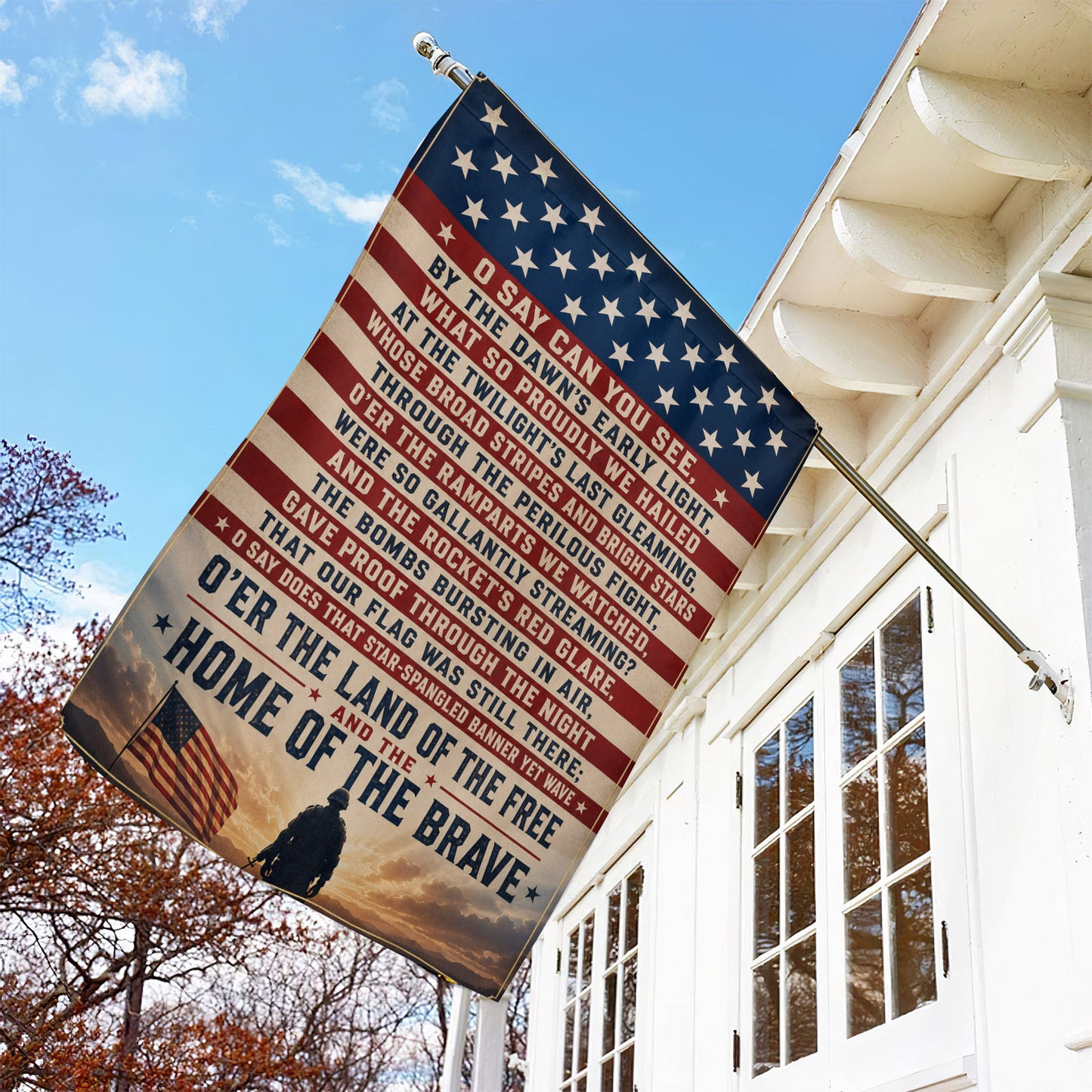 July 4th USA Garden Flag & House Flag, Home Of The Brave Outdoor Decor, Independence Day Yard Flag Gift For American Patriot