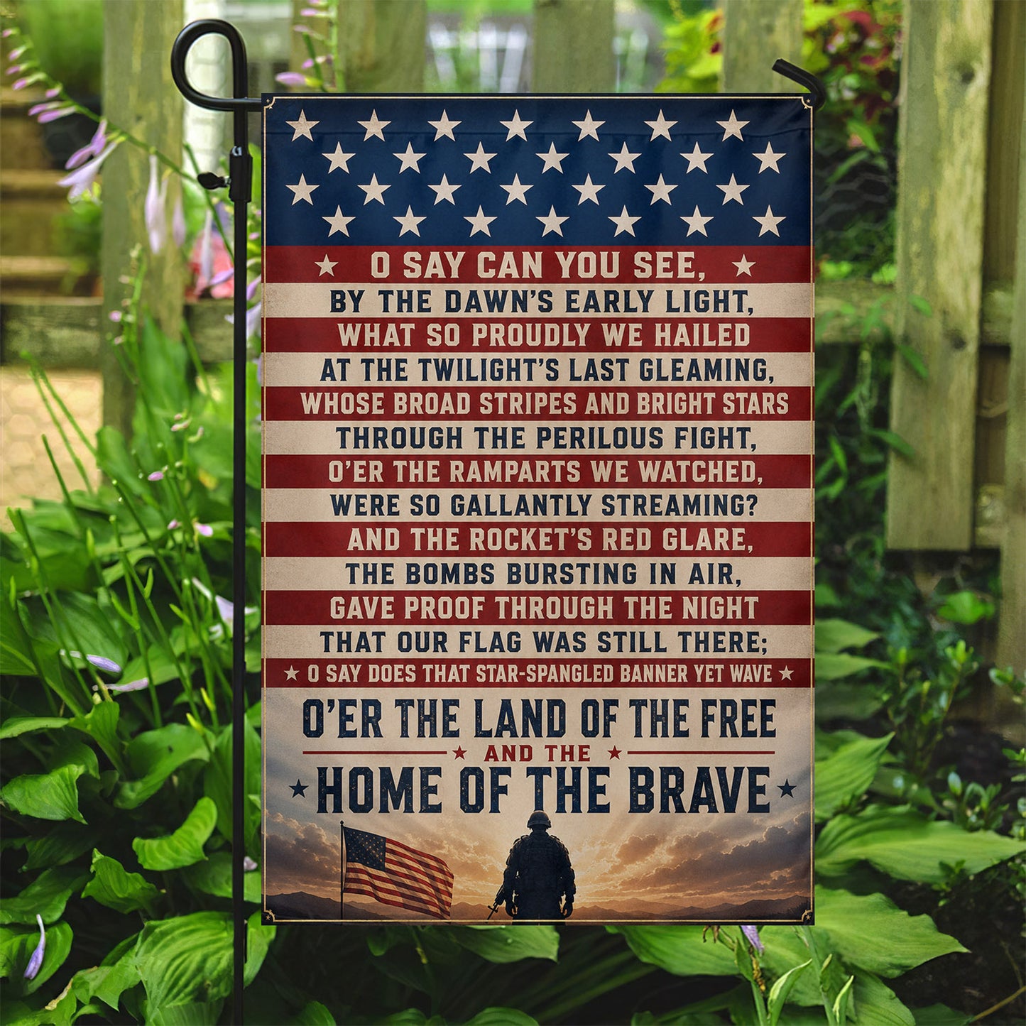 July 4th USA Garden Flag & House Flag, Home Of The Brave Outdoor Decor, Independence Day Yard Flag Gift For American Patriot