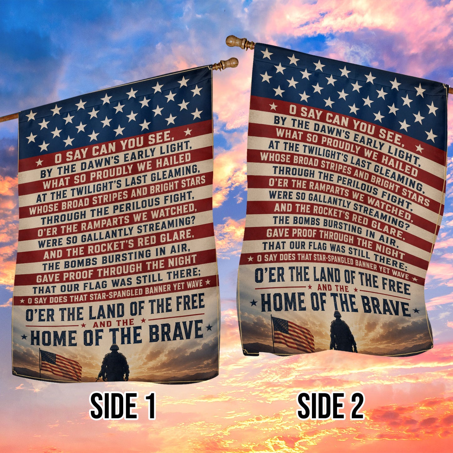 July 4th USA Garden Flag & House Flag, Home Of The Brave Outdoor Decor, Independence Day Yard Flag Gift For American Patriot