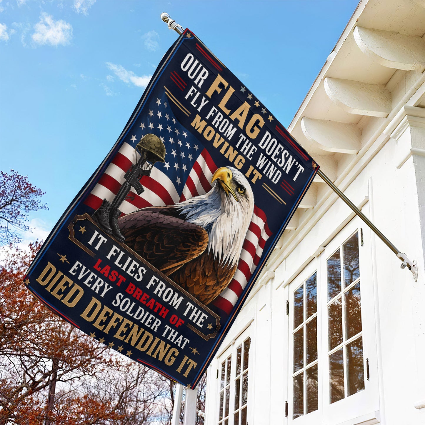 July 4th USA Garden Flag & House Flag, Our Flag Doesn't Fly From The Wind Patriotic Outdoor Decor, Independence Day Yard Flag Gift For American Patriot