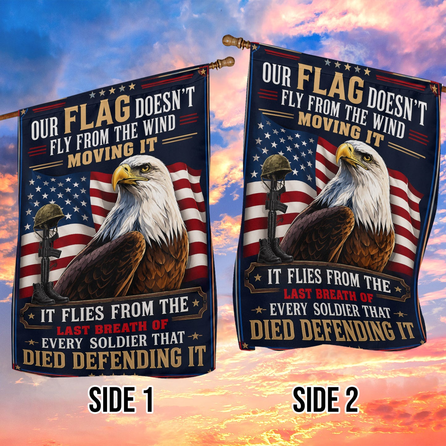 July 4th USA Garden Flag & House Flag, Our Flag Doesn't Fly From The Wind Patriotic Outdoor Decor, Independence Day Yard Flag Gift For American Patriot