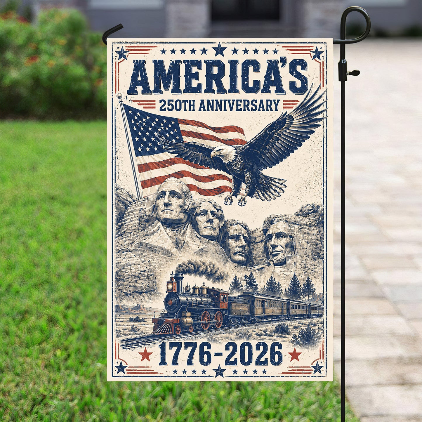 July 4th 250 Anniversary USA Garden Flag & House Flag, Stars Stripes And Liberty Patriotic Outdoor Decor, Independence Day Yard Flag Gift For American Patriot