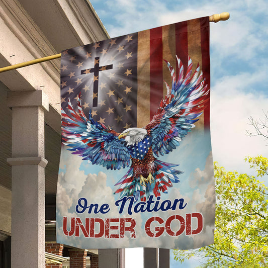 July 4th Eagle Garden Flag - House Flag, Under God's Wings, Independence Day Yard Flag Gift For Eagle Lovers