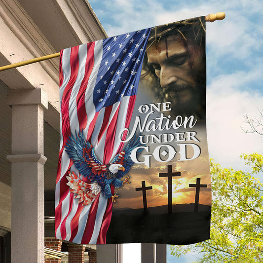 July 4th Jesus Garden Flag - House Flag, One Nation Under God, Independence Day Yard Flag Gift For America Lovers