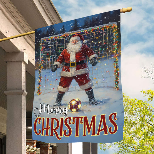 Vintage Christmas Soccer Garden Flag & House Flag, Merry Christmas, Welcome Outdoor Decor, Xmas Yard Decor Gift For Soccer Lovers