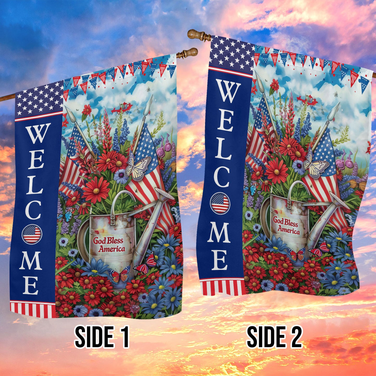 July 4th Garden Flag - House Flag, Welcome God Bless America, Independence Day Yard Flag Gift For America Lovers