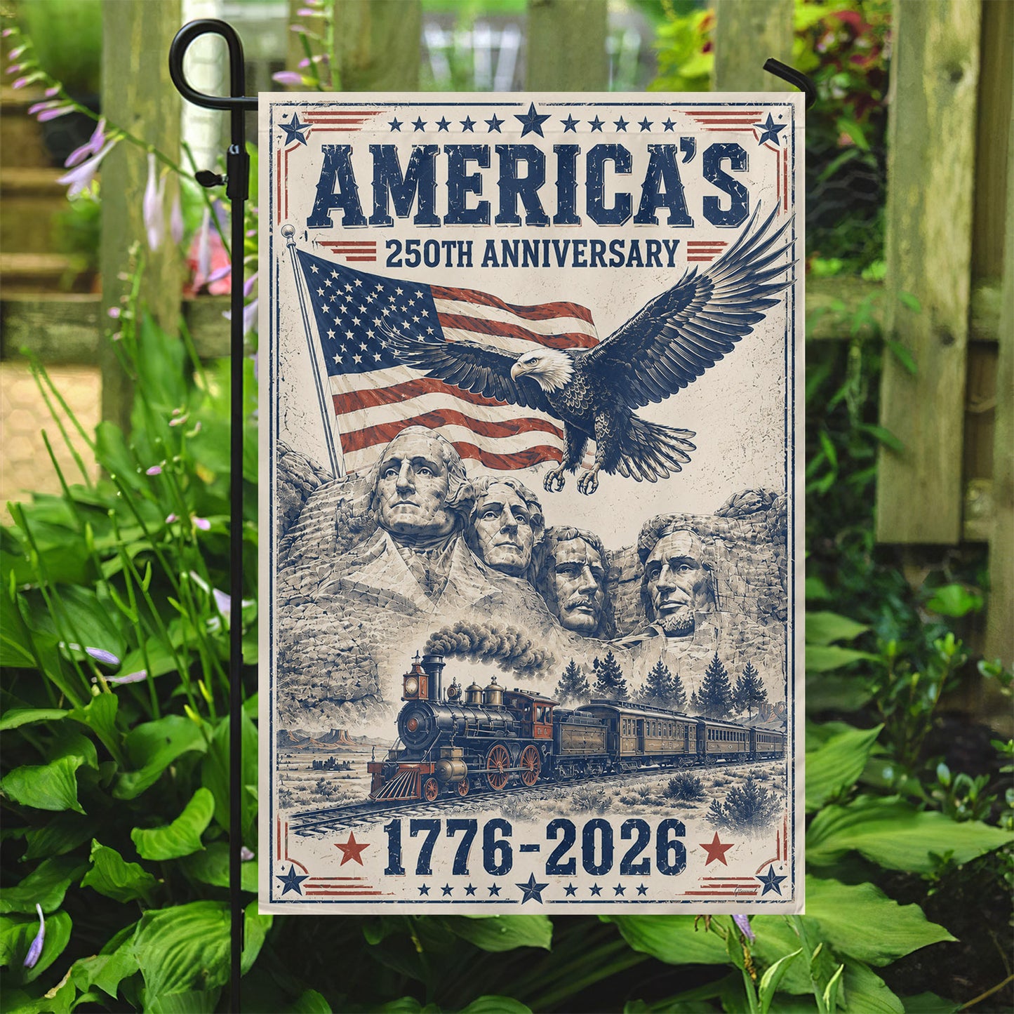 July 4th 250 Anniversary USA Garden Flag & House Flag, Stars Stripes And Liberty Patriotic Outdoor Decor, Independence Day Yard Flag Gift For American Patriot