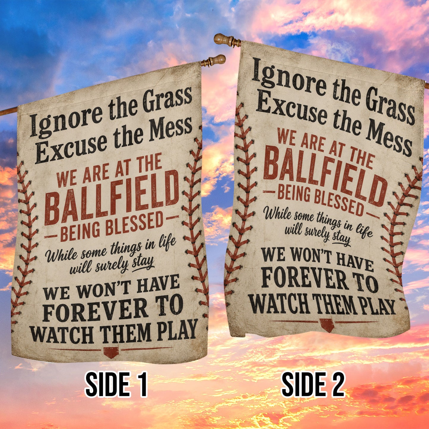 Baseball USA Garden Flag & House Flag, Ignore The Grass Excuse The Mess Outdoor Decor, Yard Flag Gift For Baseball Lover