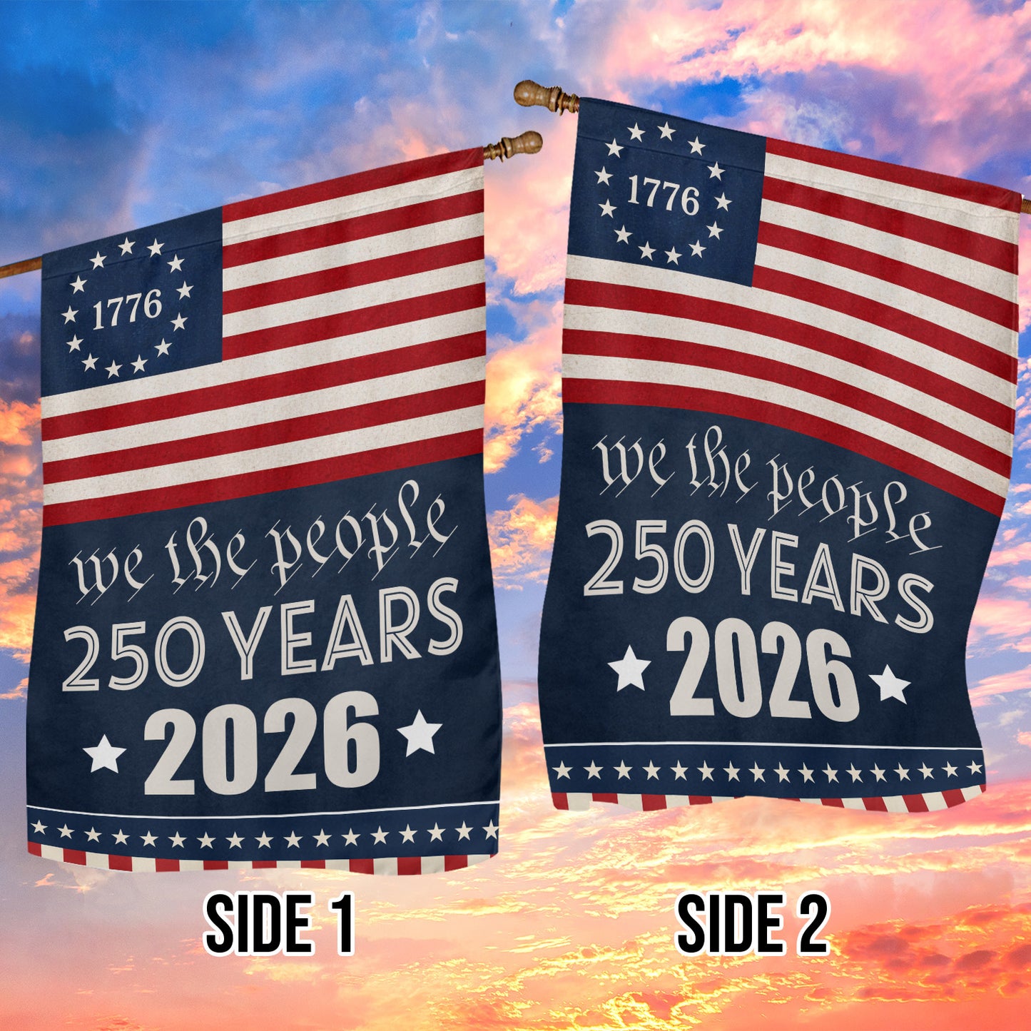 July 4th 250 Anniversary USA Garden Flag & House Flag, We The People 250 Years Outdoor Decor, Independence Day Yard Flag Gift For American Patriot