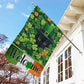 Four-Leaf Clover Cat Garden Flag & House Flag, Welcome Irish Outdoor Decor, St Patrick's Day Yard Flag Gift For Cat Lover