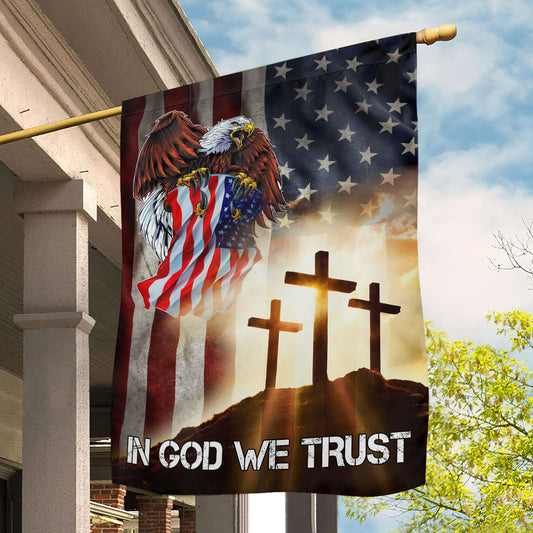 July 4th Eagle Garden Flag - House Flag, In God We Trust, Independence Day Yard Flag Gift For Eagle Lovers