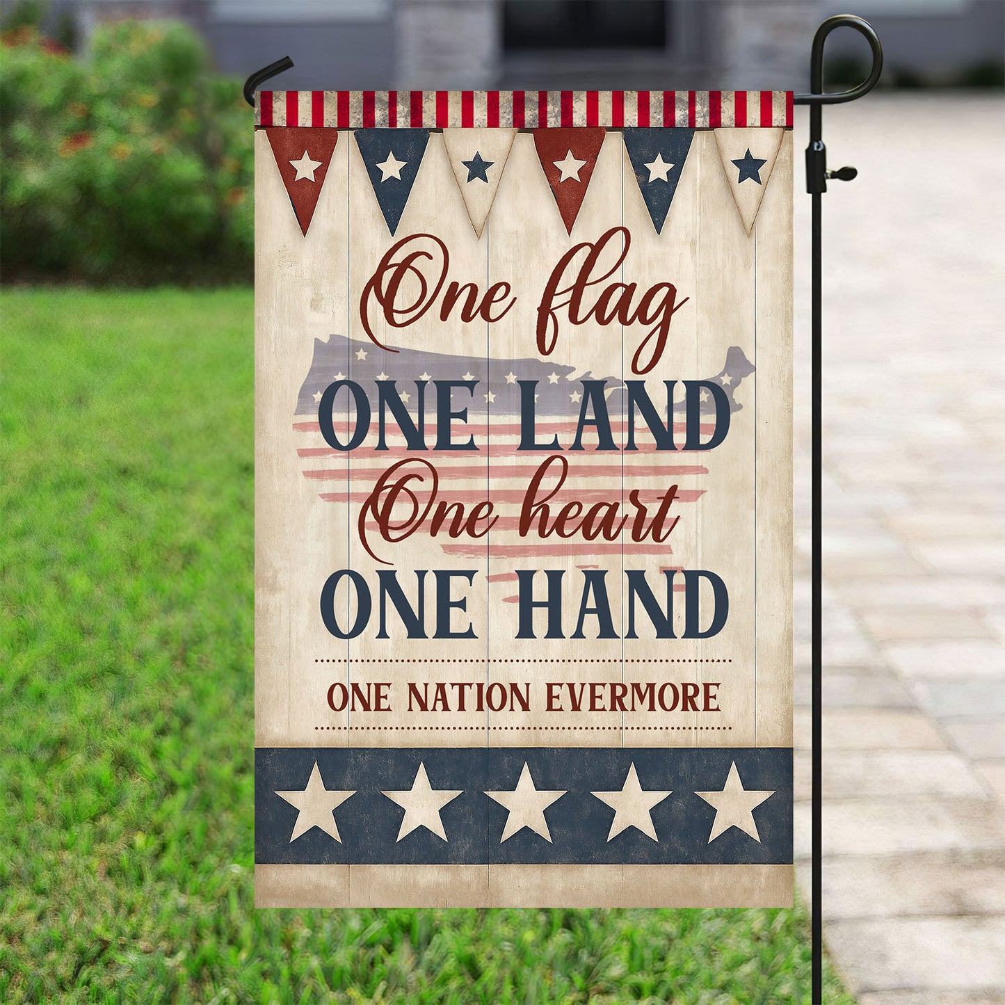 July 4th American Garden Flag House Flag, One Flag One Land One Heart One Hand USA Yard Flag Gift For USA Lovers