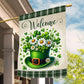 Patrick's Day Garden Flag & House Flag, Welcome Patrick's Day Outdoor Decor, Yard Decor Gift For Shamrock Lovers