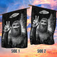 Funny Halloween Bigfoot UFO Garden Flag House Flag, Bigfoot Peace Sign Yard Flag, Spooky Season Gift For Bigfoot Lovers