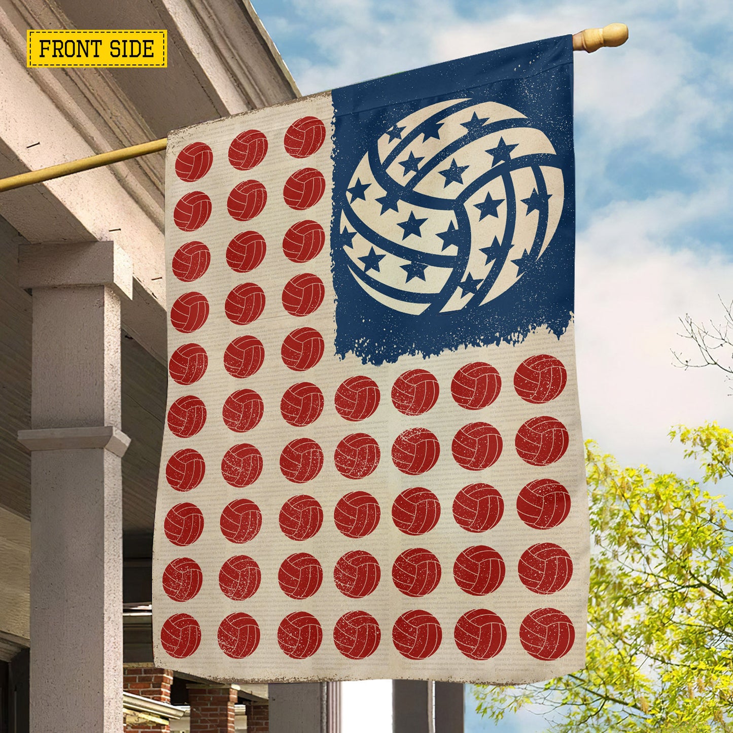 July 4th Volleyball Garden Flag & House Flag, Stars Stripes And Spikes Outdoor Decor, Independence Day Yard Flag Gift For Volleyball Lover