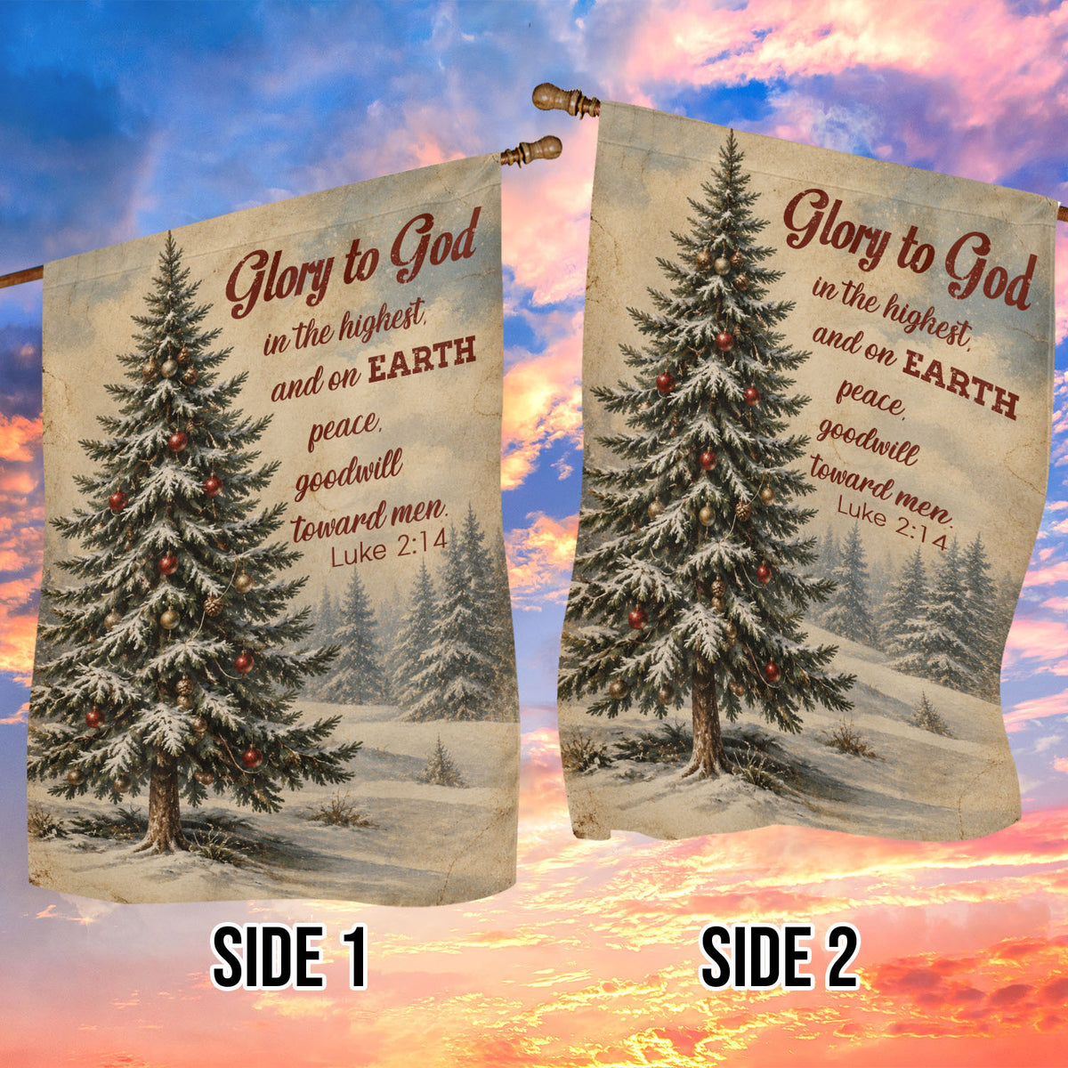 Christmas Jesus Garden & House Flag, Glory To God In The Highest Yard Flag, Vintage Xmas Gift For Christians