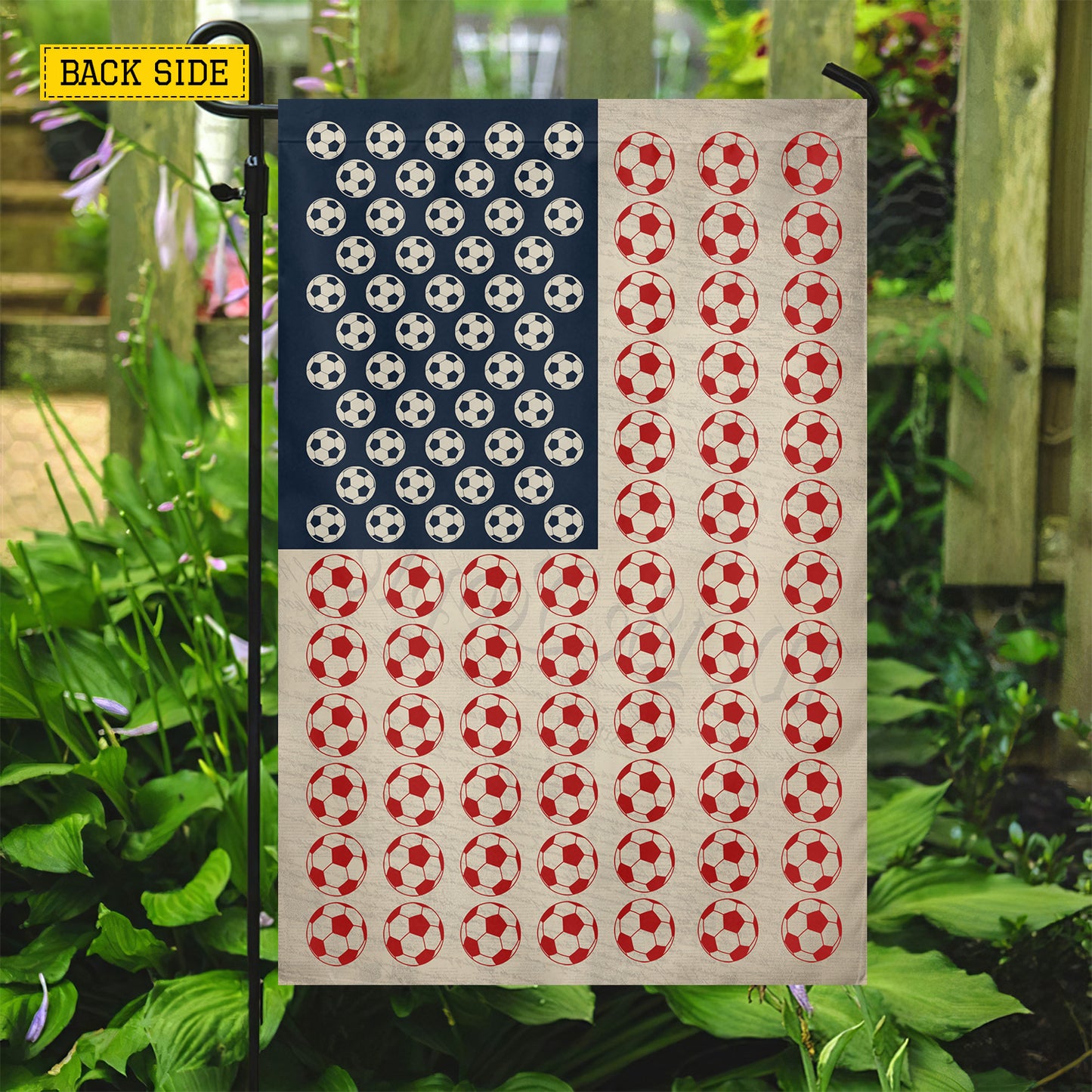 July 4th Soccer Garden Flag & House Flag, Stars Stripes And Goals Outdoor Decor, Independence Day Yard Flag Gift For Soccer Lover