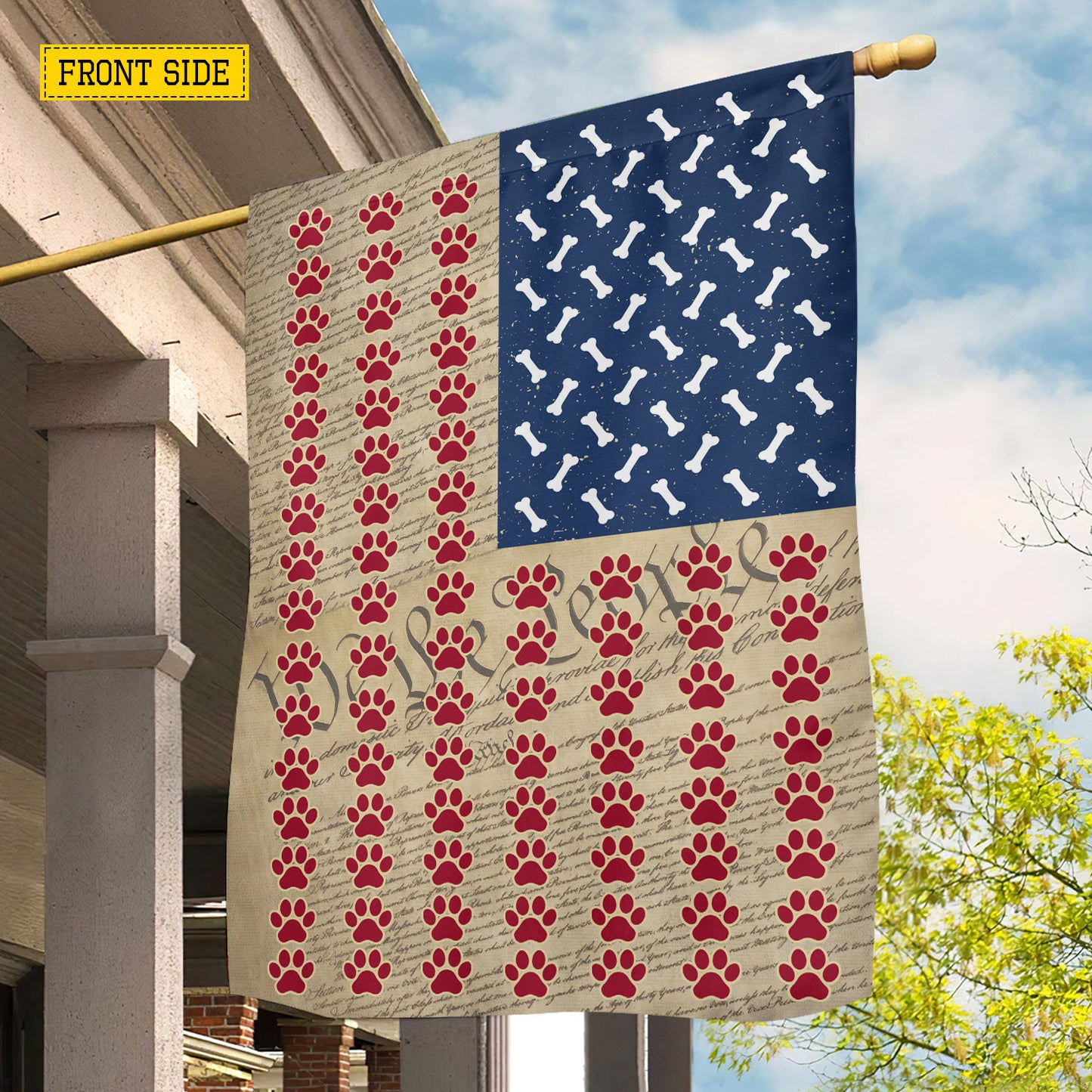 July 4th Dog Garden Flag & House Flag, Pawprints Of Freedom Outdoor Decor, Independence Day Yard Flag Gift For Dog Lover