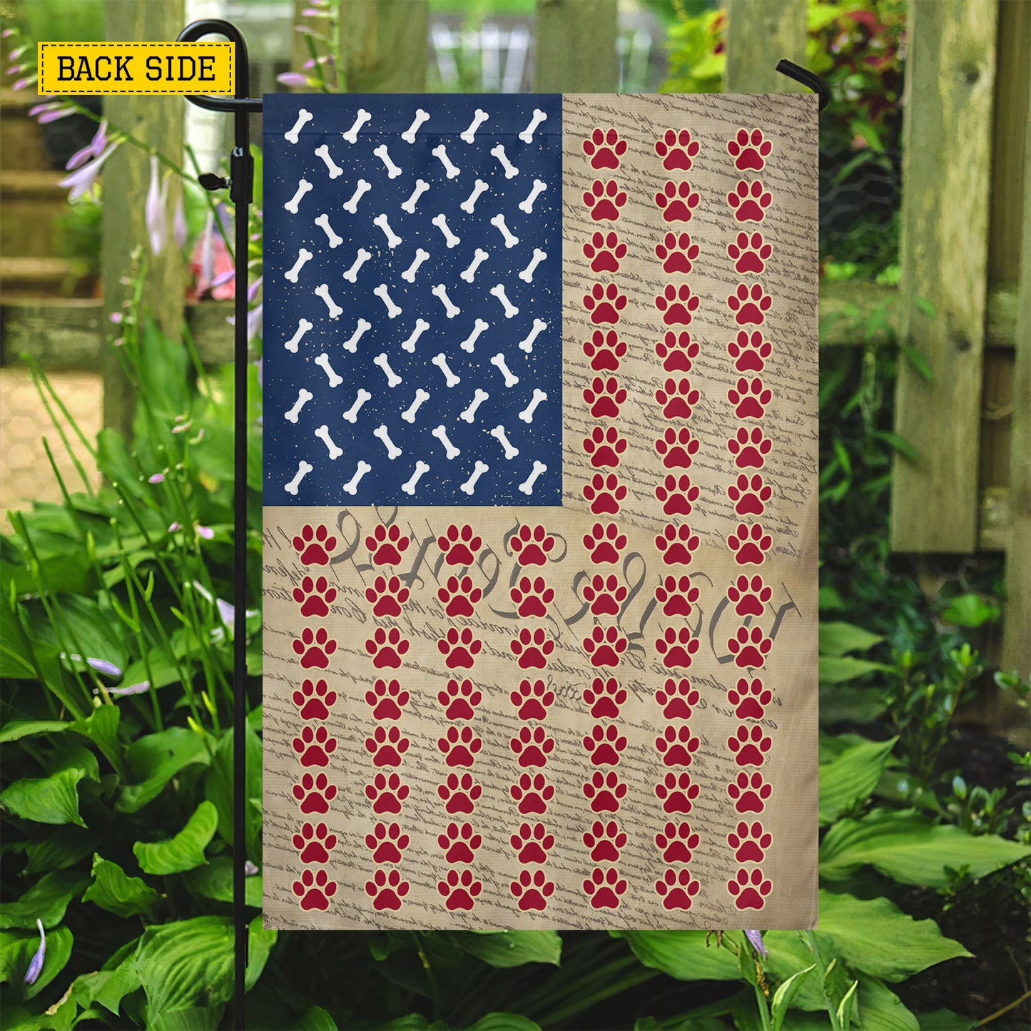 July 4th Dog Garden Flag & House Flag, Pawprints Of Freedom Outdoor Decor, Independence Day Yard Flag Gift For Dog Lover