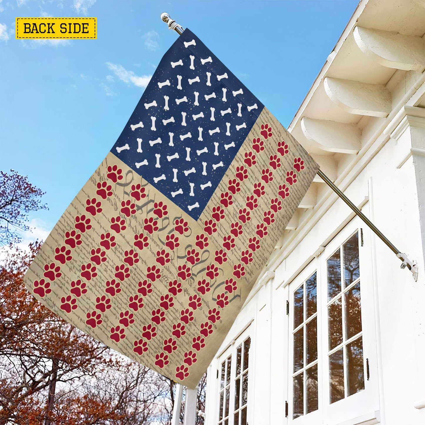 July 4th Dog Garden Flag & House Flag, Pawprints Of Freedom Outdoor Decor, Independence Day Yard Flag Gift For Dog Lover
