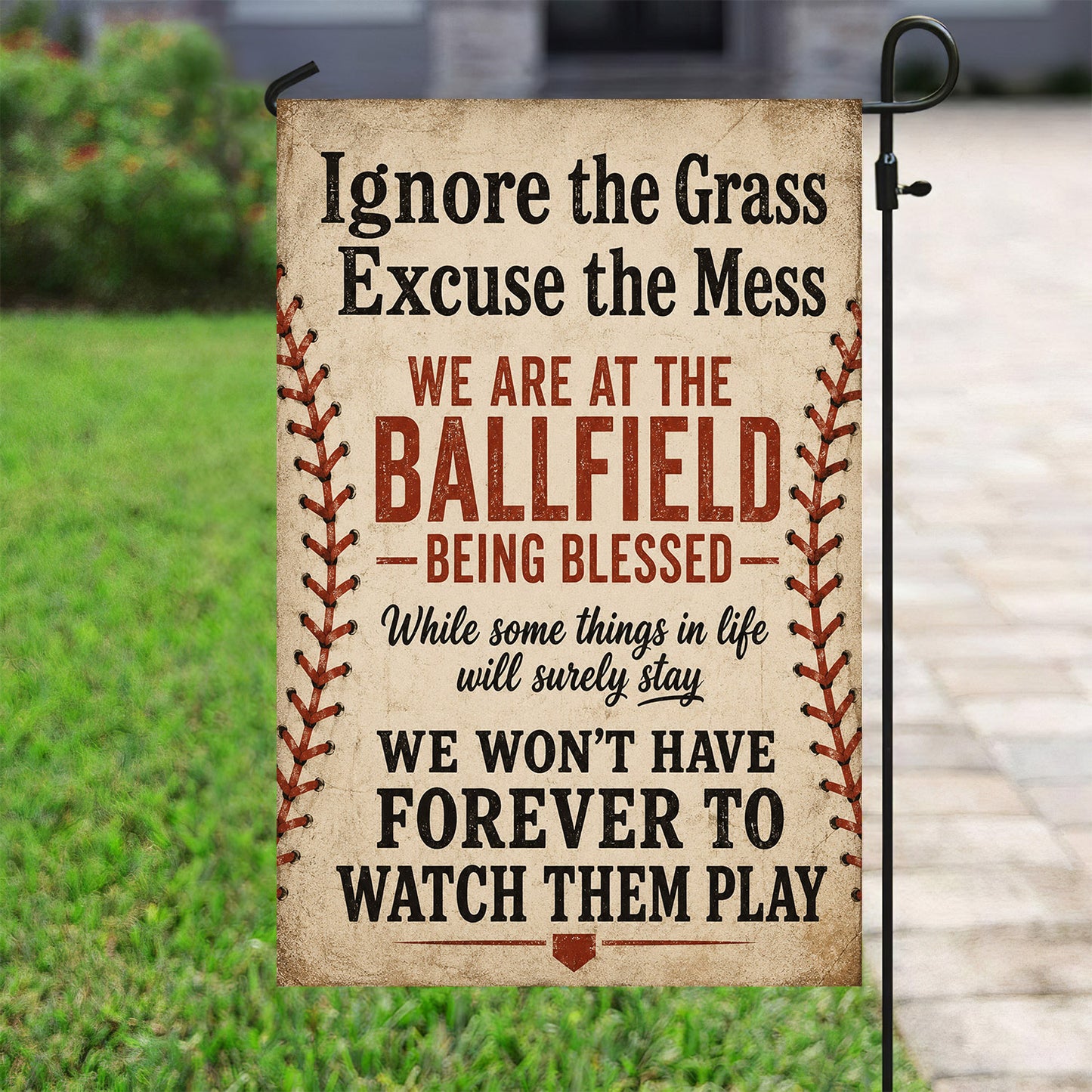 Baseball USA Garden Flag & House Flag, Ignore The Grass Excuse The Mess Outdoor Decor, Yard Flag Gift For Baseball Lover