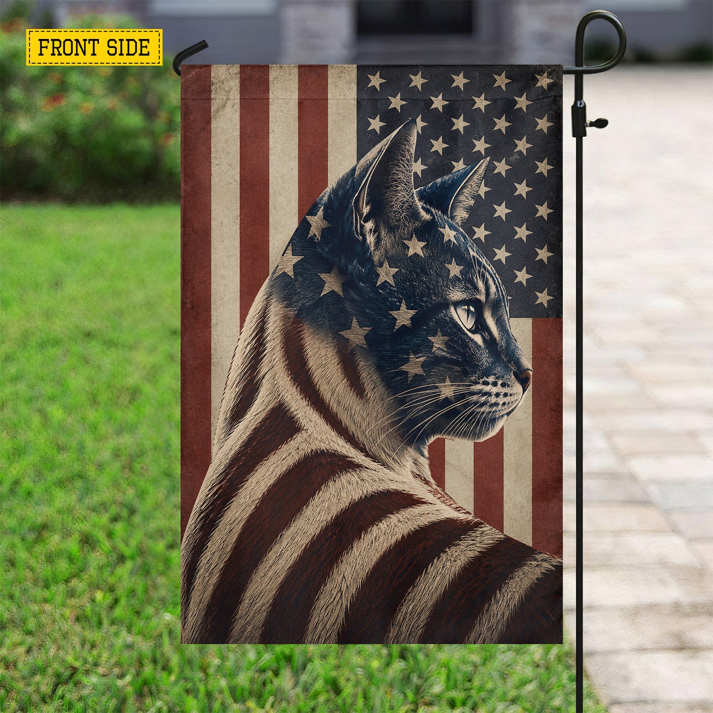 July 4th Cat USA Garden Flag & House Flag, Freedom Has Fur Patriotic Cat Outdoor Decor, Independence Day Yard Flag Gift For Cat Lover