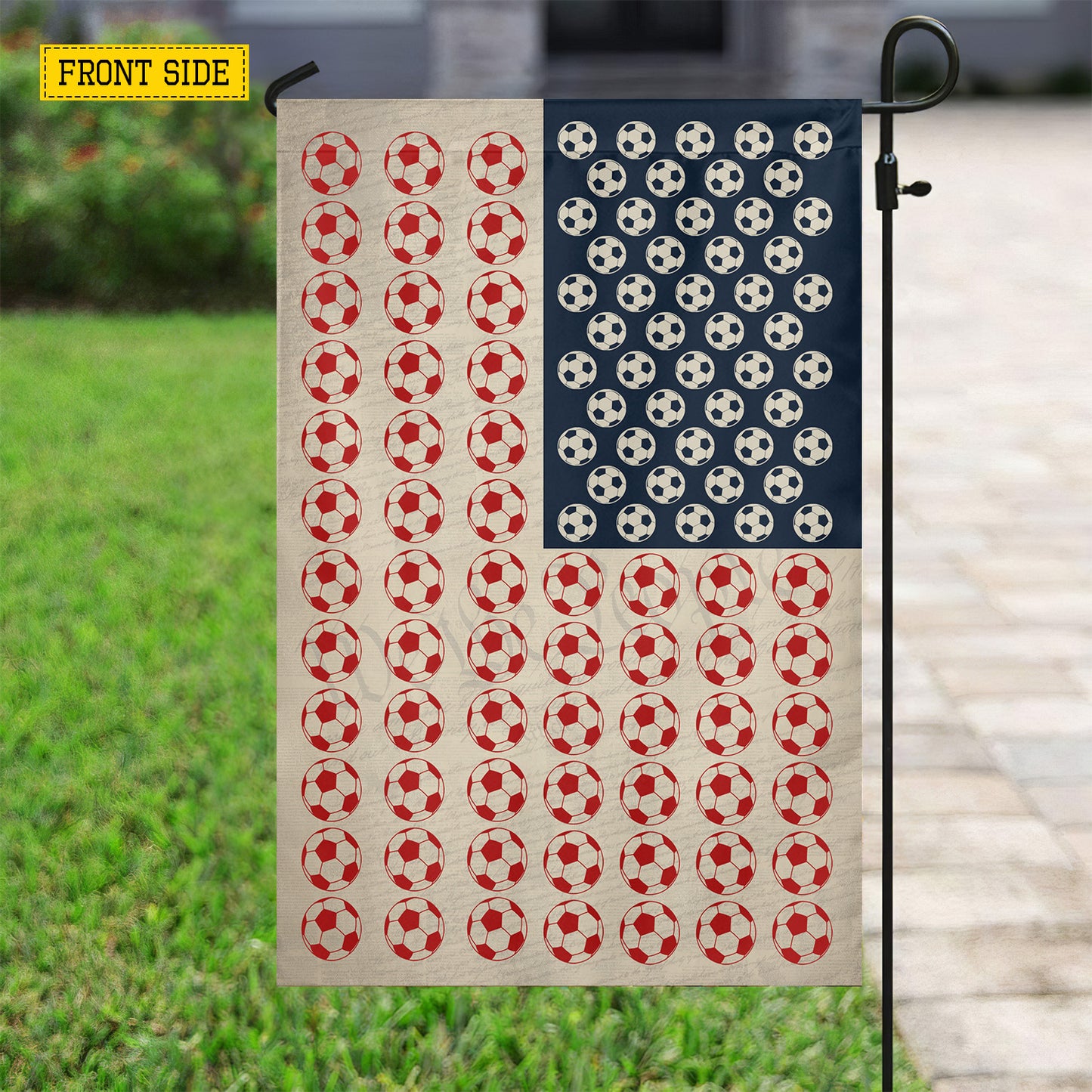 July 4th Soccer Garden Flag & House Flag, Stars Stripes And Goals Outdoor Decor, Independence Day Yard Flag Gift For Soccer Lover