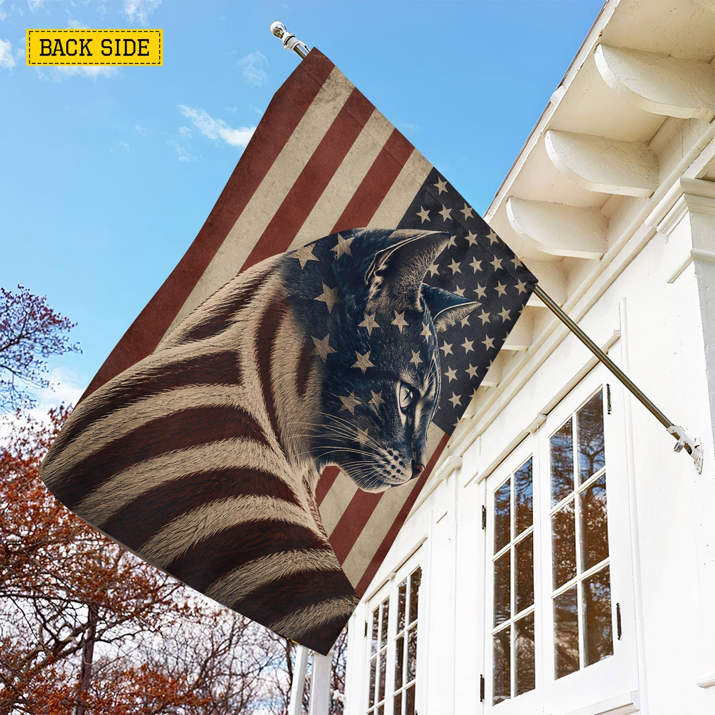 July 4th Cat USA Garden Flag & House Flag, Freedom Has Fur Patriotic Cat Outdoor Decor, Independence Day Yard Flag Gift For Cat Lover