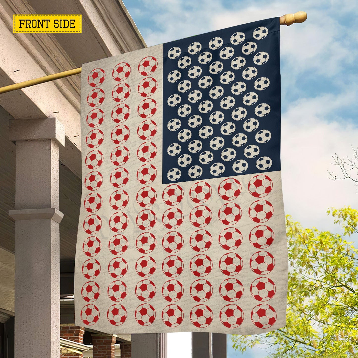 July 4th Soccer Garden Flag & House Flag, Stars Stripes And Goals Outdoor Decor, Independence Day Yard Flag Gift For Soccer Lover