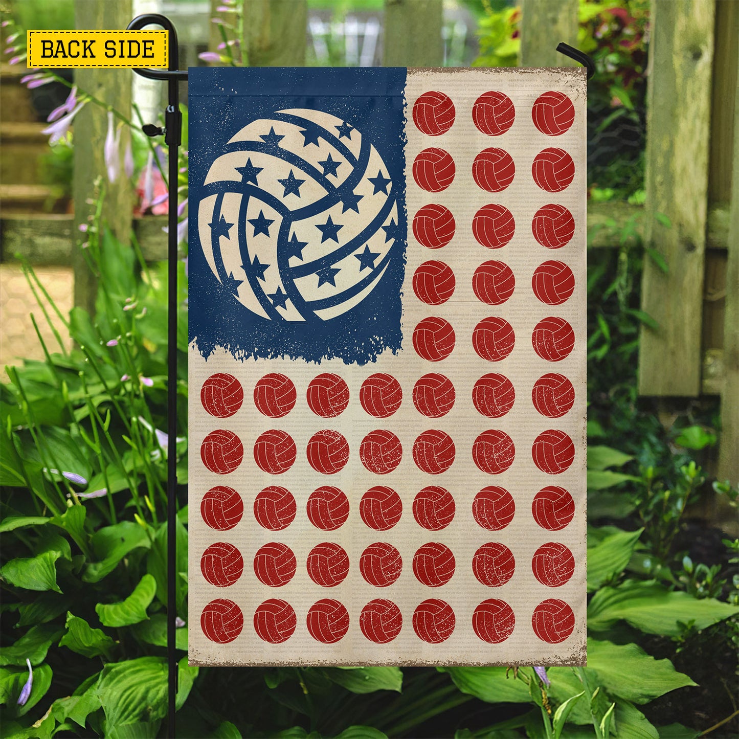 July 4th Volleyball Garden Flag & House Flag, Stars Stripes And Spikes Outdoor Decor, Independence Day Yard Flag Gift For Volleyball Lover