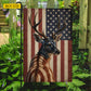July 4th Deer Hunting USA Garden Flag & House Flag, Spirit Of The Wild American Buck Outdoor Decor, Independence Day Yard Flag Gift For Deer Hunting Lover