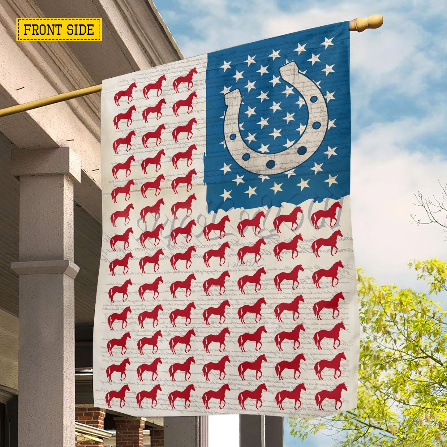 July 4th Horse USA Garden Flag & House Flag, Stars, Stripes And Stallions Outdoor Decor, Independence Day Yard Flag Gift For Horse Lover