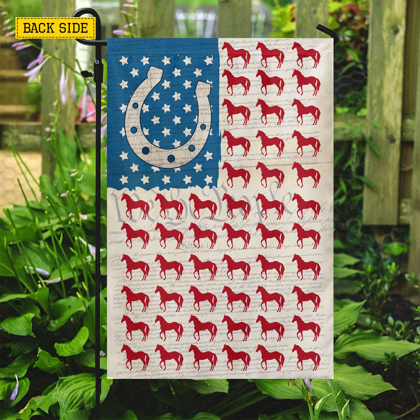 July 4th Horse USA Garden Flag & House Flag, Stars, Stripes And Stallions Outdoor Decor, Independence Day Yard Flag Gift For Horse Lover