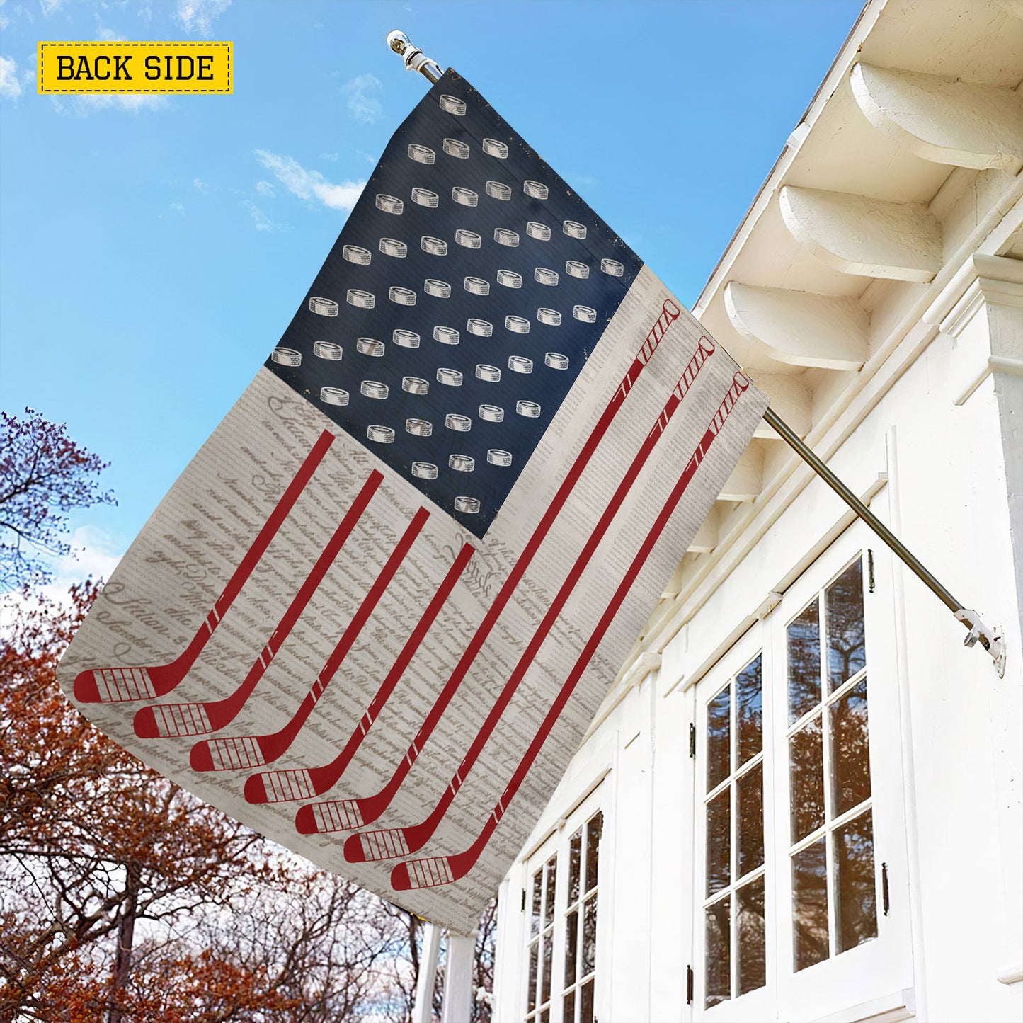 July 4th Hockey USA Garden Flag & House Flag, Stars, Stripes And Slapshots Outdoor Decor, Independence Day Yard Flag Gift For Hockey Lover