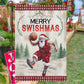 Christmas Basketball Garden & House Flag, Santa Claus Merry Swishmas Yard Flag, Xmas Gift For Basketball Lovers