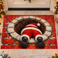 Funny Santa Christmas Doormat, Santa Stuck In Chimney 3D Illusion Doormat For Home Decor Housewarming Gift, Xmas Welcome Mat Gift