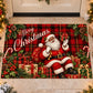 Merry Christmas Black Santa Doormat, A Merry Welcome From Santa Doormat For Home Decor Housewarming Gift, Xmas Welcome Mat Gift